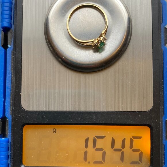 0.18 Ct Natural Emerald 0.12 Ct Diamond Engagement Ring 14K Yellow Gold Sz 6.25 - Picture 12 of 14